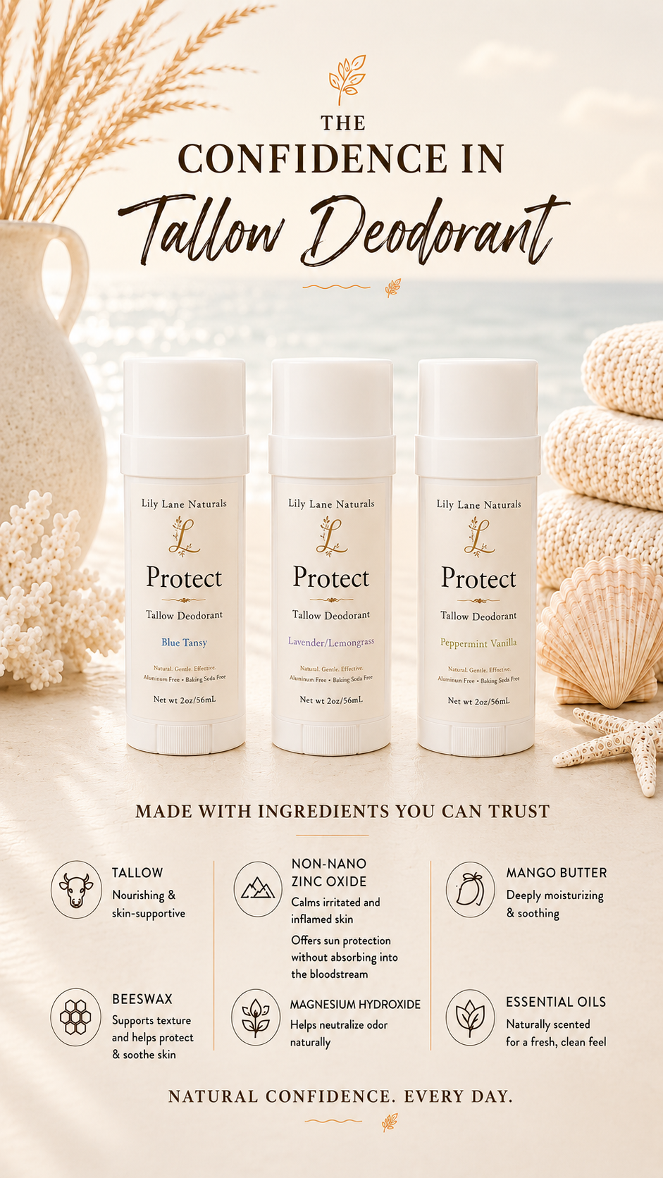 Peppermint Vanilla Tallow Deodorant